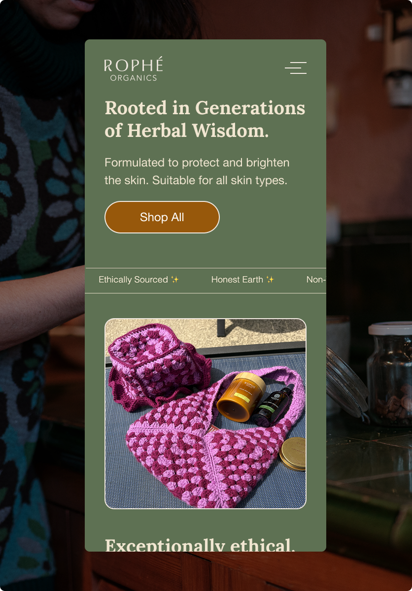 Rophé Organics, Shopify Website Design and Development